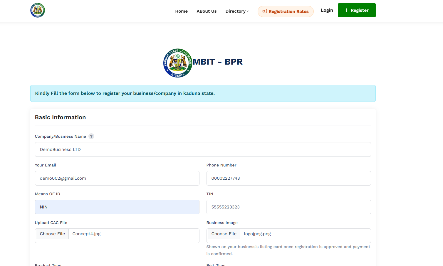 Fill in the registration form, including your email, phone number, CAC file and business image.